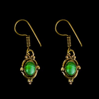 Brass earrings Marisol Malachite