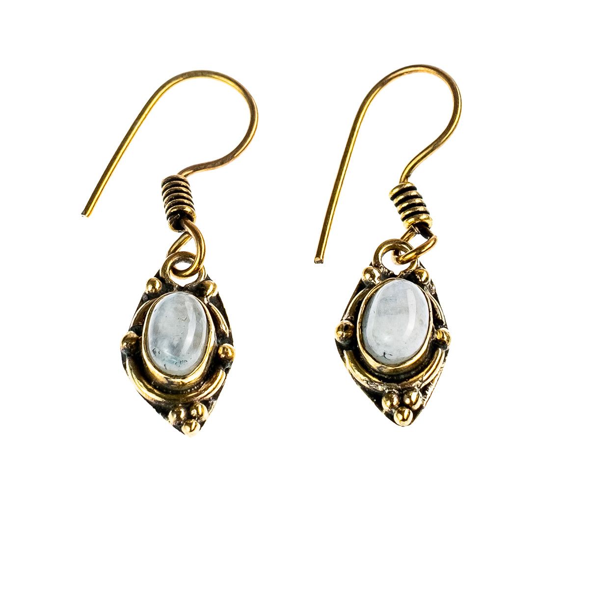 Brass earrings Marisol Moon stone India