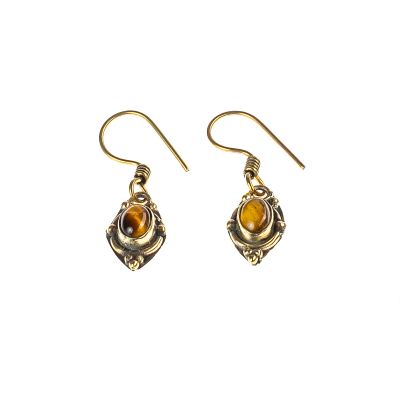 Brass earrings Marisol Tiger Eye