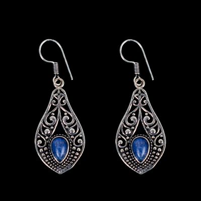 German silver earrings Lestari Lapis lazuli