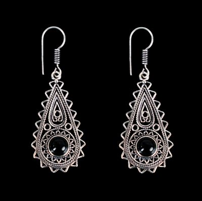 German silver earrings Marilag Black Onyx