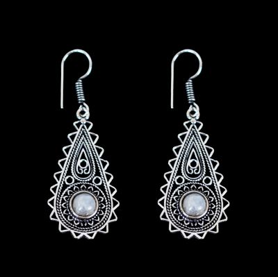 German silver earrings Marilag Moon stone