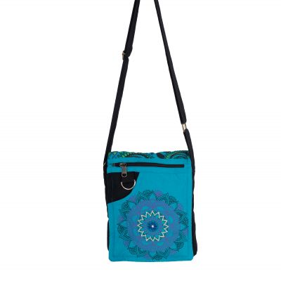 Passport handbag with mandala print Parvati Blue