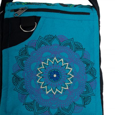 Passport handbag with mandala print Parvati Blue Nepal