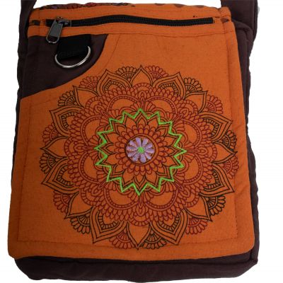 Passport handbag with mandala print Parvati Orange Nepal