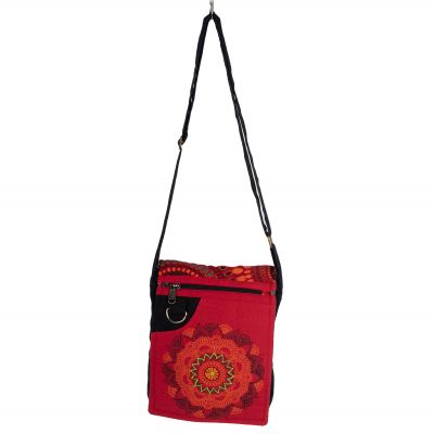 Passport handbag with mandala print Parvati Red Nepal