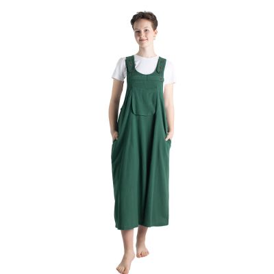 Dungaree / apron cotton dress Jayleen Juniper Green Nepal