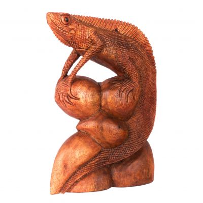 Carved wooden statue Iguana Indonesia