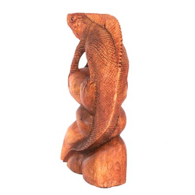 Carved wooden statue Iguana Indonesia