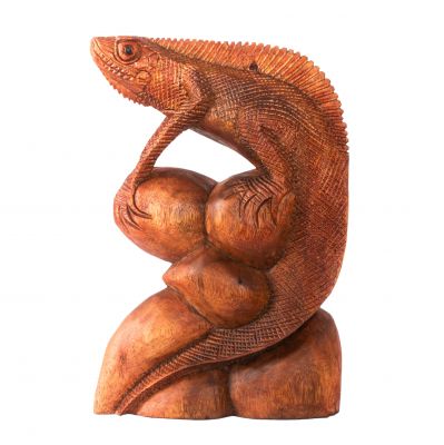 Carved wooden statue Iguana