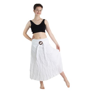 Long ethnic skirt with coconut buckle Kelapa White | UNI