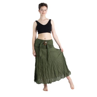 Long ethnic skirt with coconut buckle Kelapa Khaki | UNI