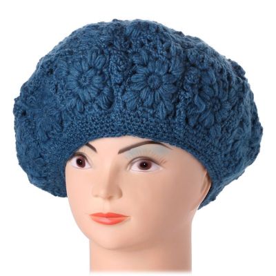 Crocheted beret Laras Blue