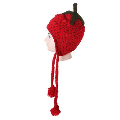 Woolen hat Strawberry with pompons