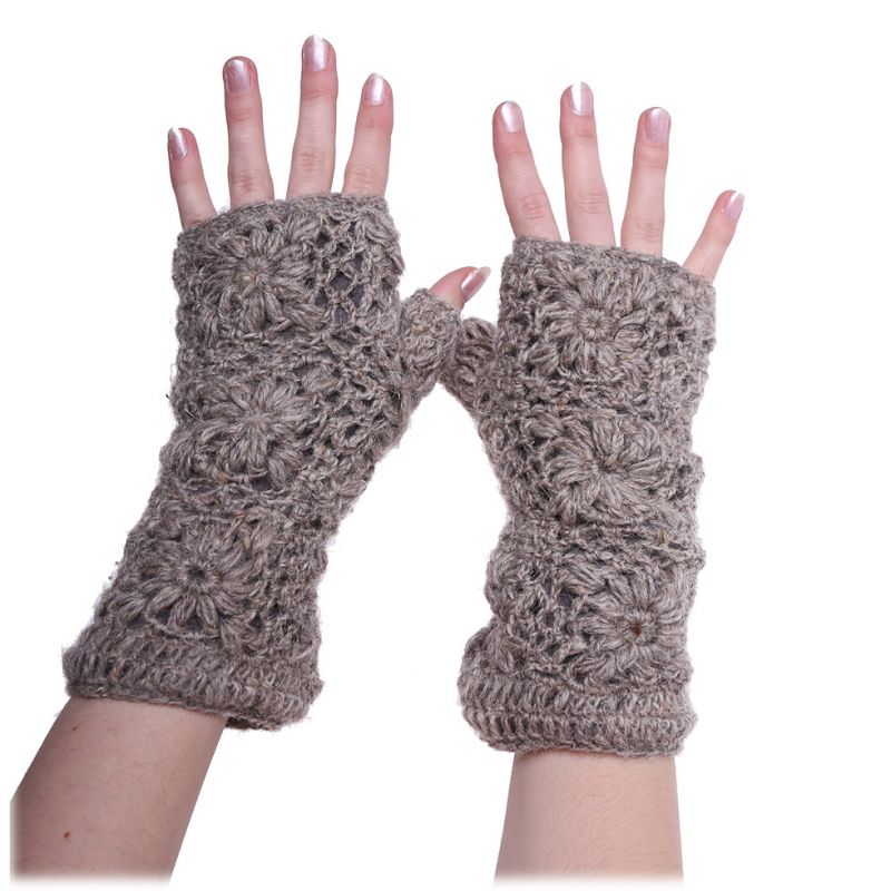 Woolen fingerless gloves Bardia Light Grey Nepal