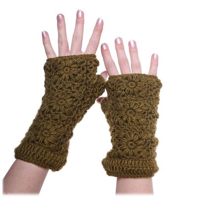 Hand warmers Bardia Khaki | fingerless gloves, set headband and fingerless gloves