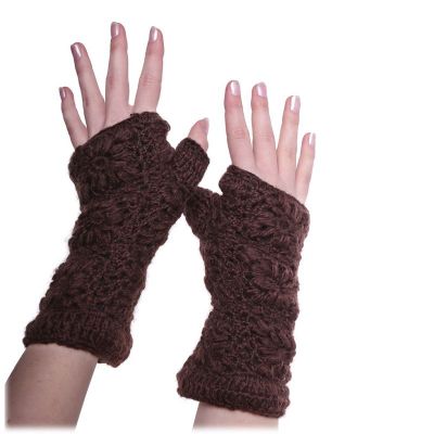 Woolen fingerless gloves Bardia Brown